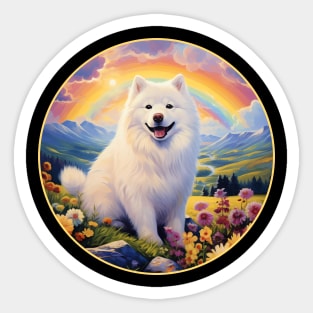 Samoyed Memorial Rainbow Bridge Colorful Dog Art Sticker